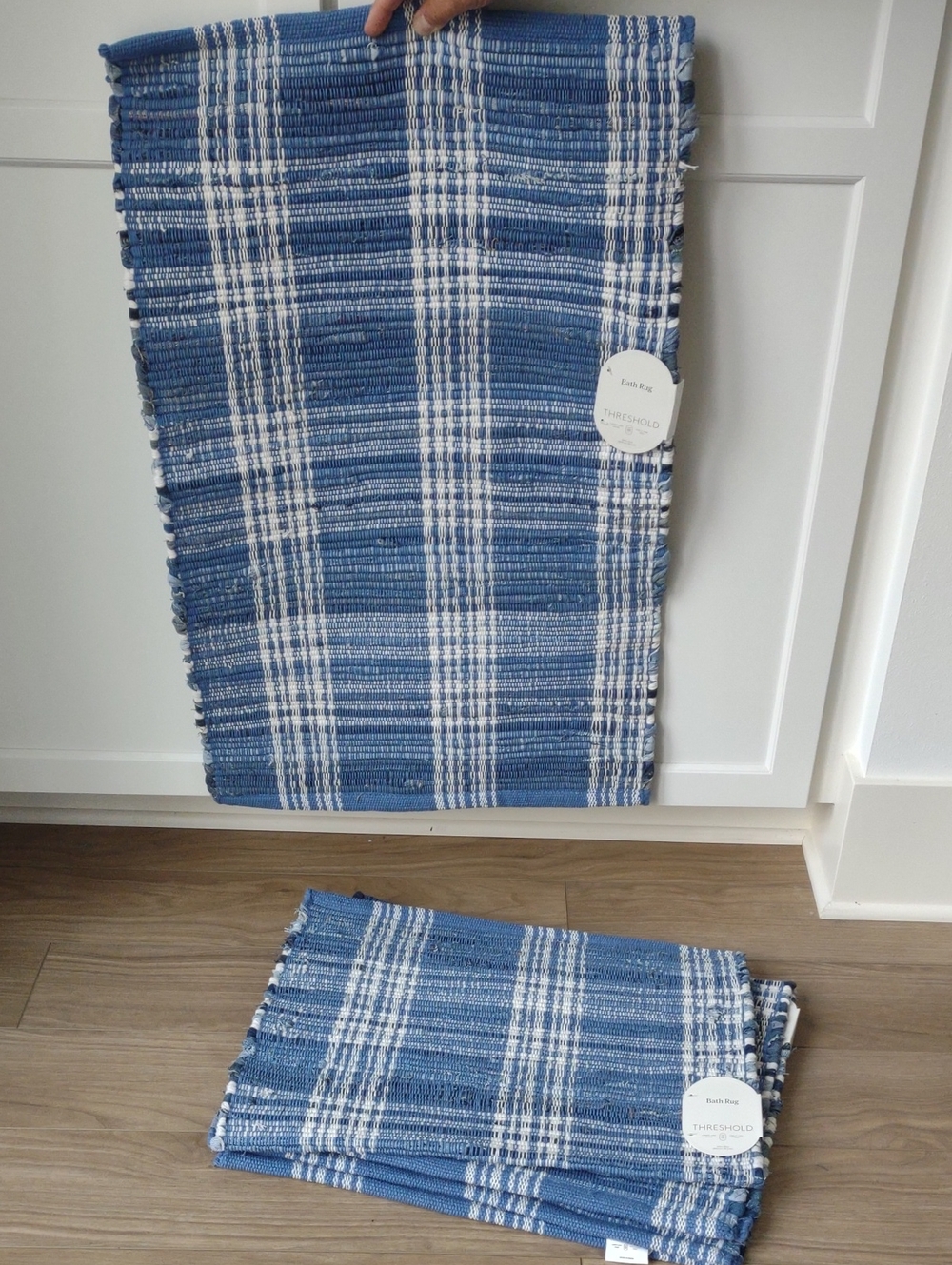 Rug 100% Cotton 20”x 30” Fiber Arts Style Blue Throw Rug New Target Threshold
